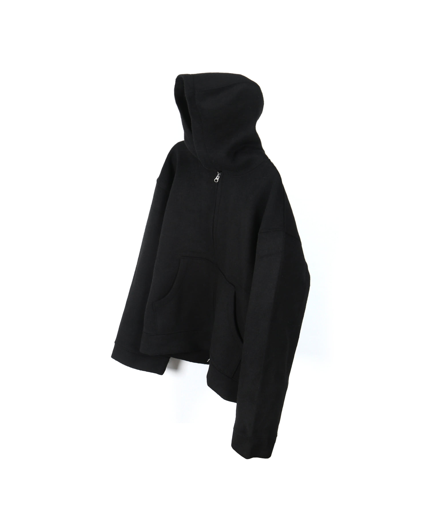 DP-104 ( wool hood zip-up black )