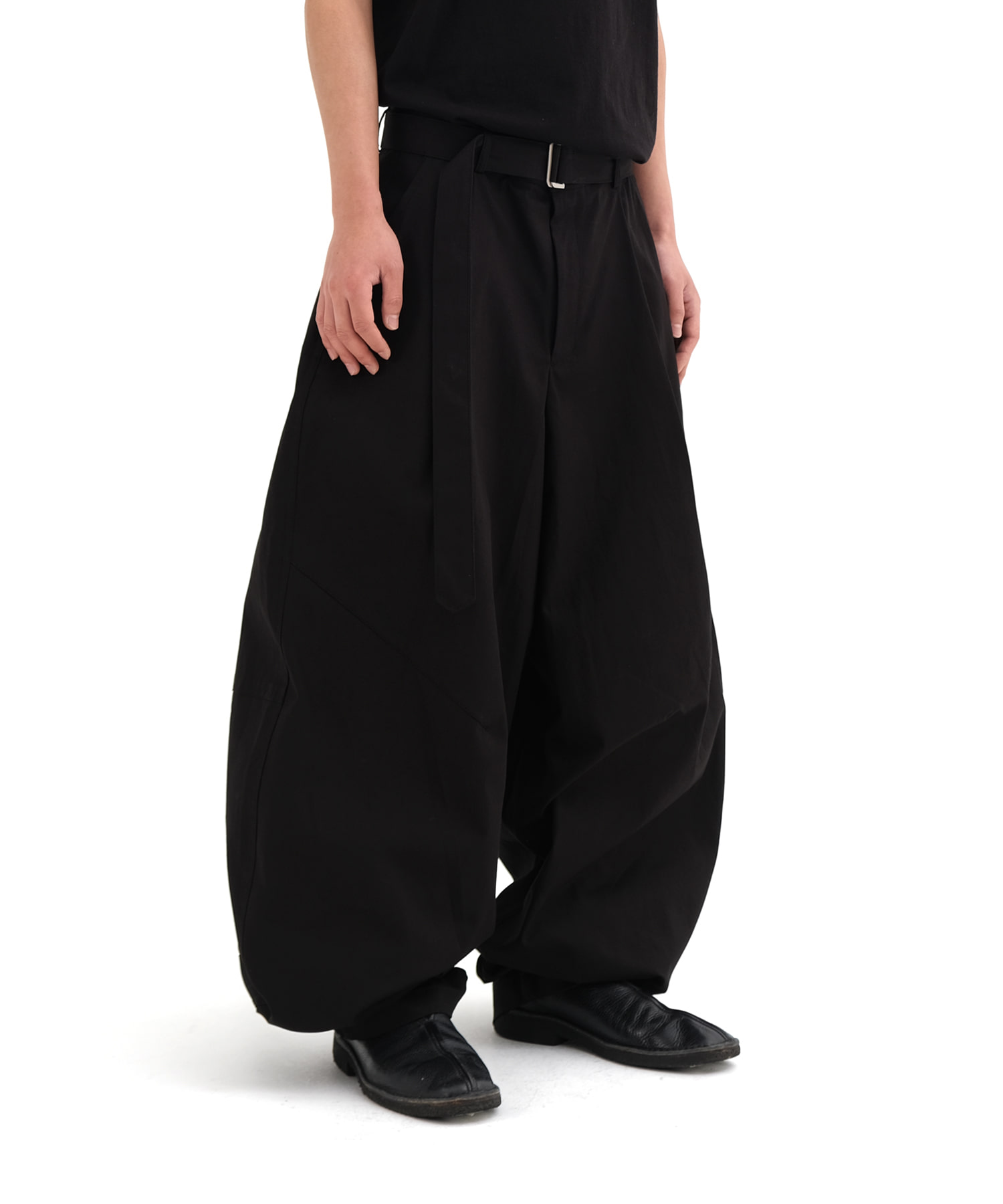 belted curve baggy pants (black)