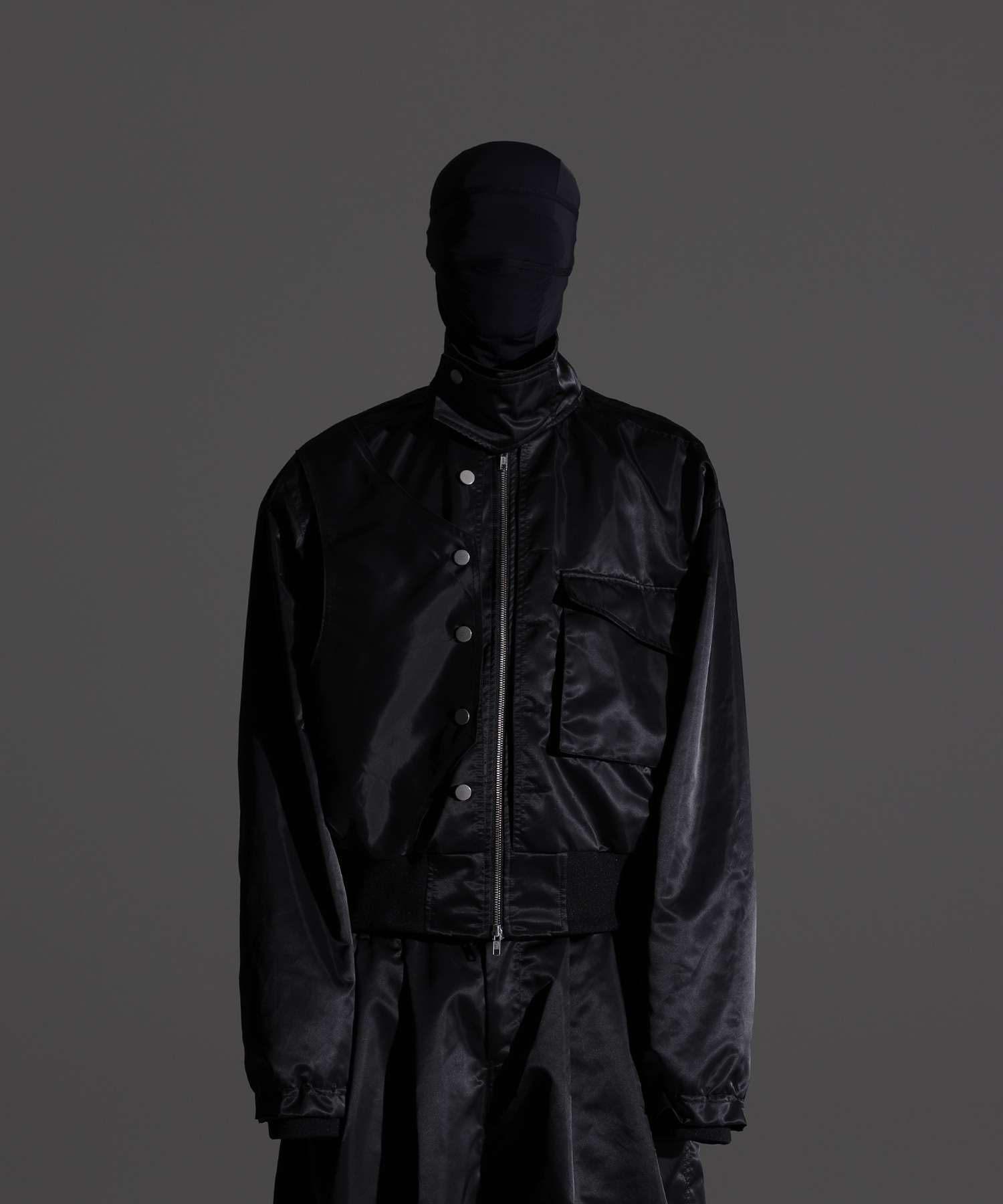 DP-077 ( satin nylon layard jacket black )