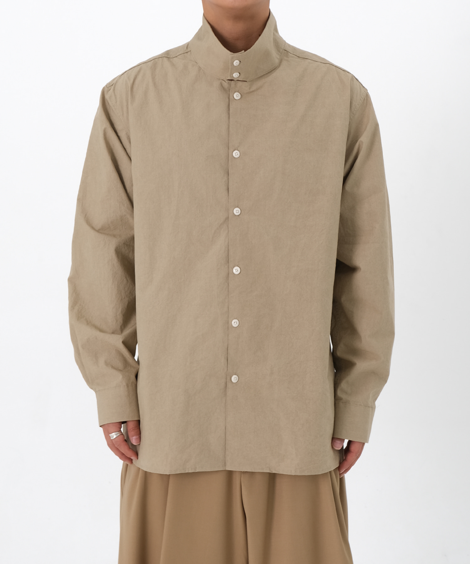 high neck shirts jacket (beige)