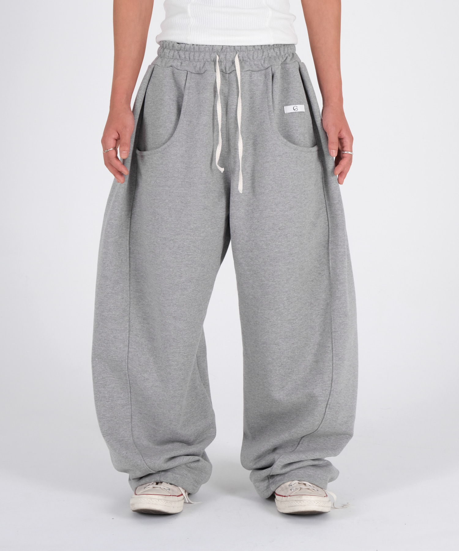 soild tuck sweat pants (grey)