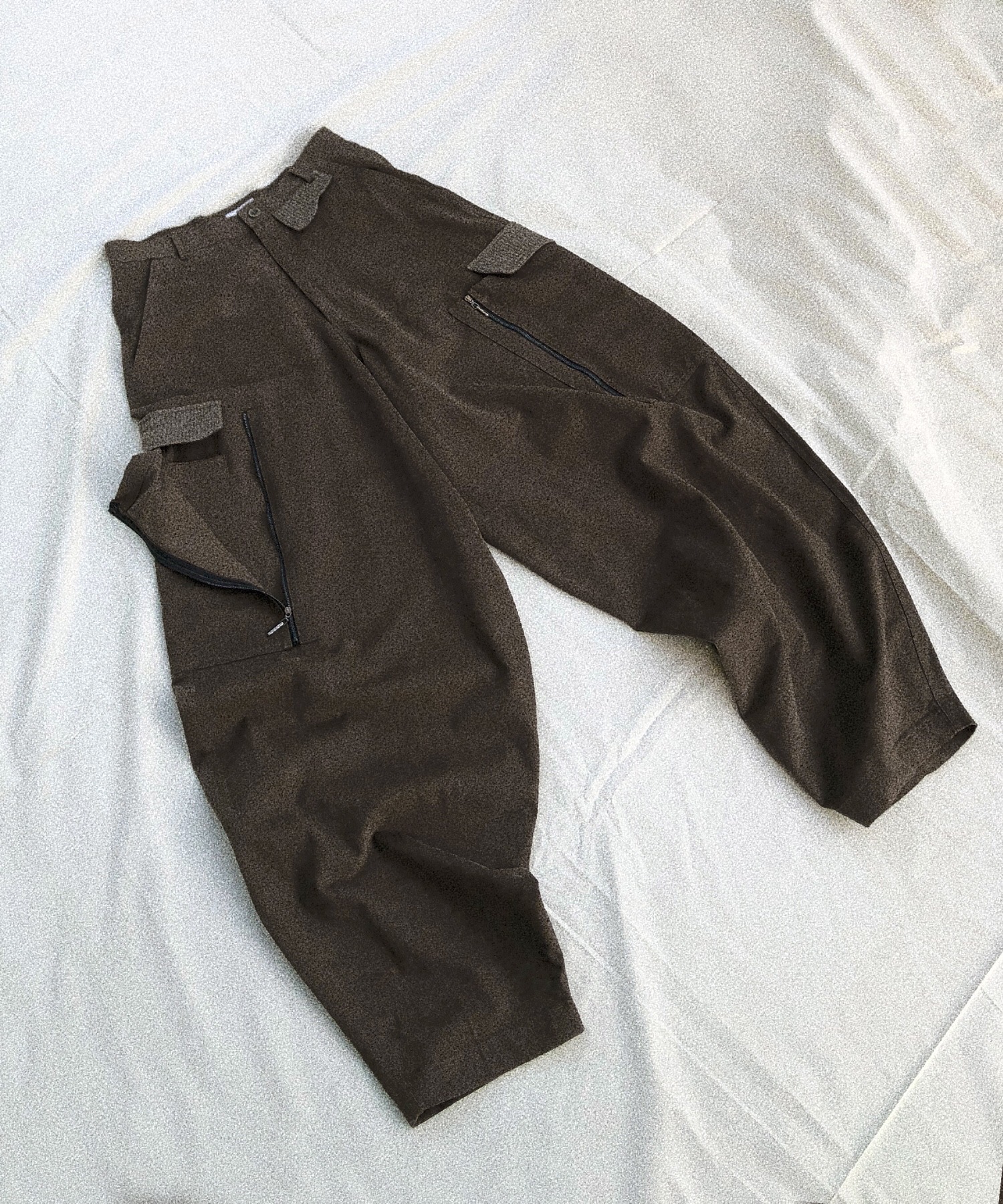 overlap cargo  wide pants (brown)